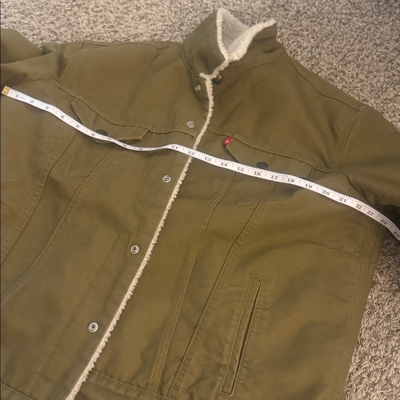 Levi's Men's Olive Khaki Sherpa Lined Trucker Denim Jacket Size Large - Picture 13 of 13